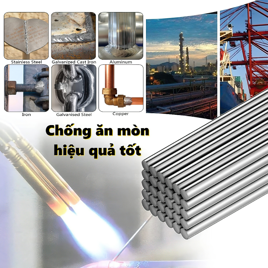 Bán Lẻ 1 Que Hàn Nhôm Dễ Chảy Nhiệt Độ Thấp Thanh Hàn 2mm Que Hàn Có Lõi Để Hàn Nhôm Không Cần Bột Hàn