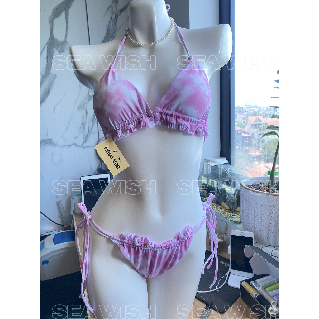 Bikini hồng hoa nhún bèo cực dễ thương