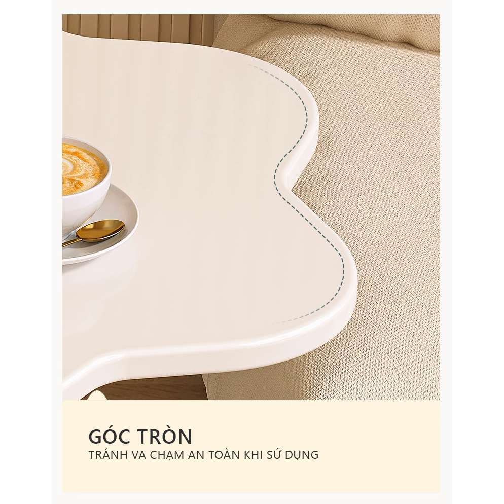 Bàn trà cafe, bàn sofa màu trắng hình bông hoa cực xinh decor phòng style Hàn hiện đại GM111