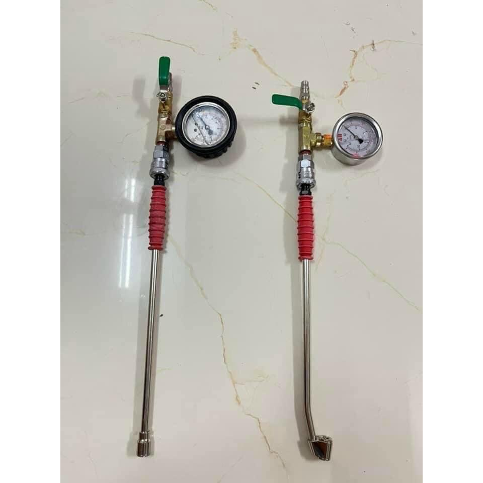 Bộ cân áp suất lốp xe đầu bi xịn + tay bơm mada siêu bền