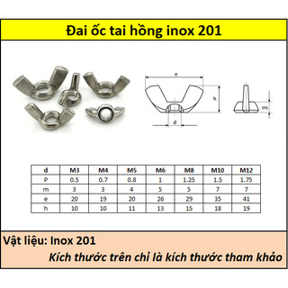 Đai ốc tai hồng 201 (M3-M8)