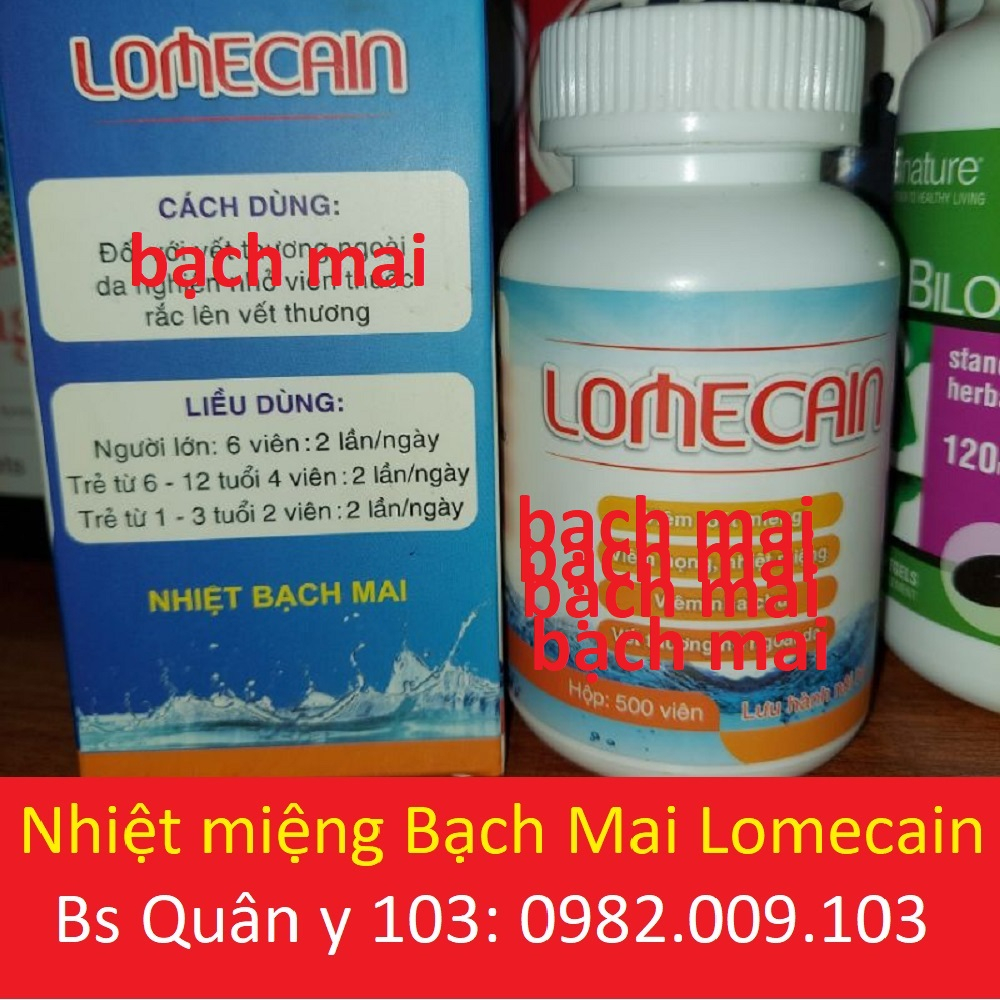 Lọ 500 viên Lomecain nhiệt miệng bạch mai