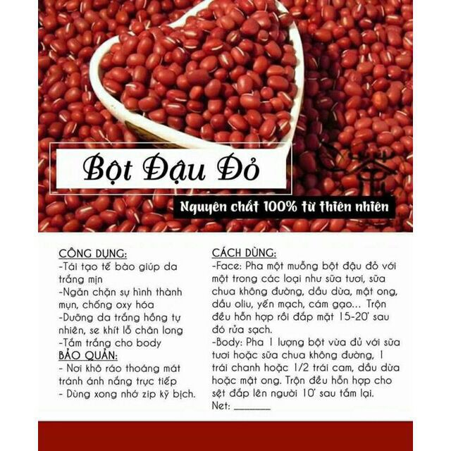 Bột đậu đỏ nguyên chất sạch mịn 100% Organic