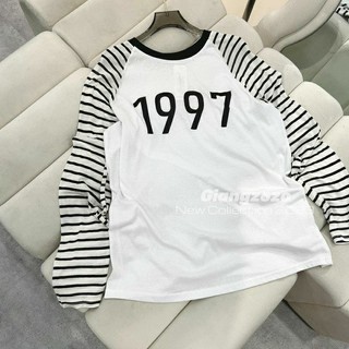 Áo Pull Giấy Phối Tay Dài Kẻ 1997 Nữ