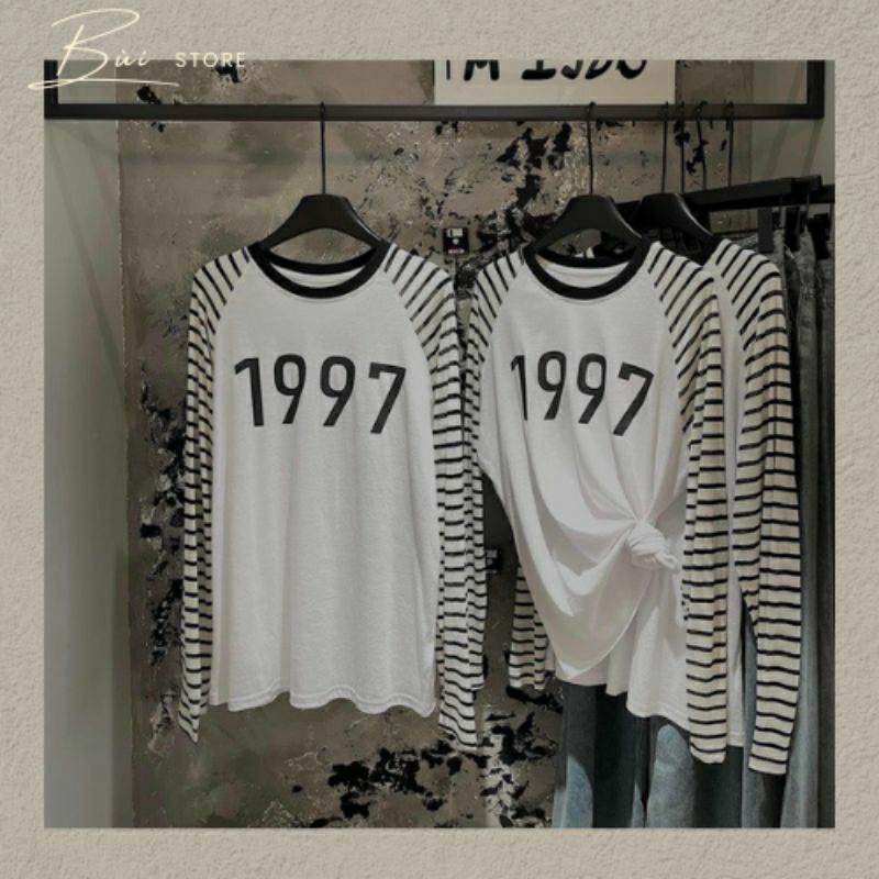 Áo Pull Giấy Phối Tay Dài Kẻ 1997 Nữ