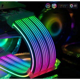  Dây Nguồn Nối Dài 24 Pin   2x8   3x8   12+4 Pin Sáng 4 Mặt Led ARGB - Đồng Bộ Mainboard   Bộ Hub 