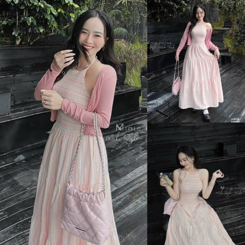 Đầm Nữ 3 Tầng Cổ Yếm Linen Phối Khoác Bozip Tay Dài Sam Closet Phù Hợp Để Tới Công Sở, Đi Làm Hoặc Đi Chơi.