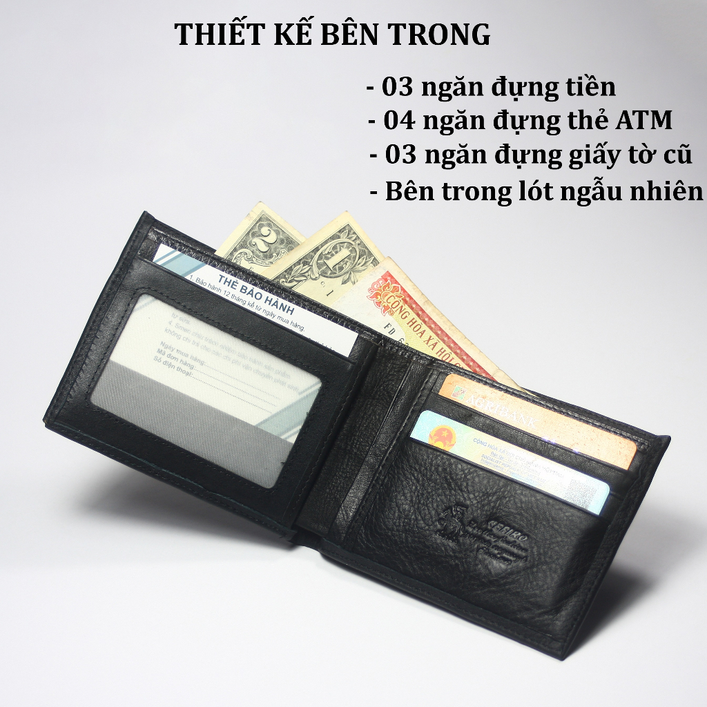 Ví nam , bóp nam ví tiền da bên ngoài da bò bên trong lót vải hoặc da heo, bảo hành 12 tháng – Menwis V01