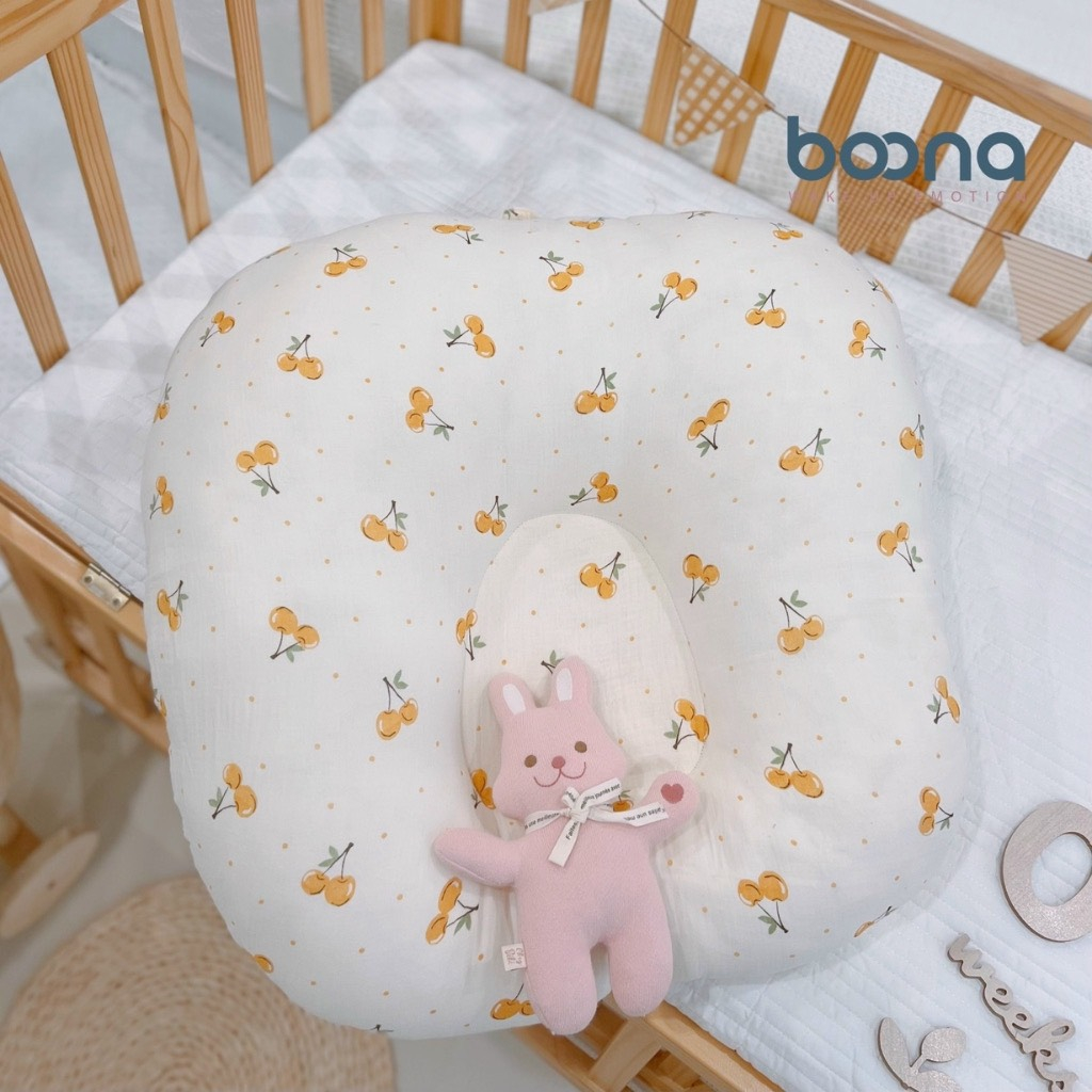 Gối chống trào ngược Boona cho bé sơ sinh vải Muslin cao cấp kích thước 70x70x20cm