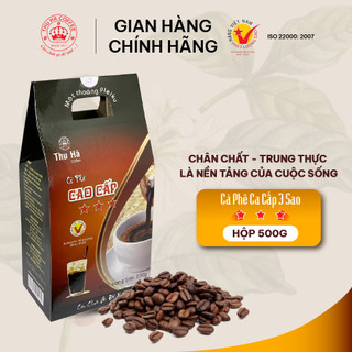 Cà phê rang xay cao cấp 3 sao thu hà coffee hạt to đều chất lượng hương thơm lan tỏa hộp 500g