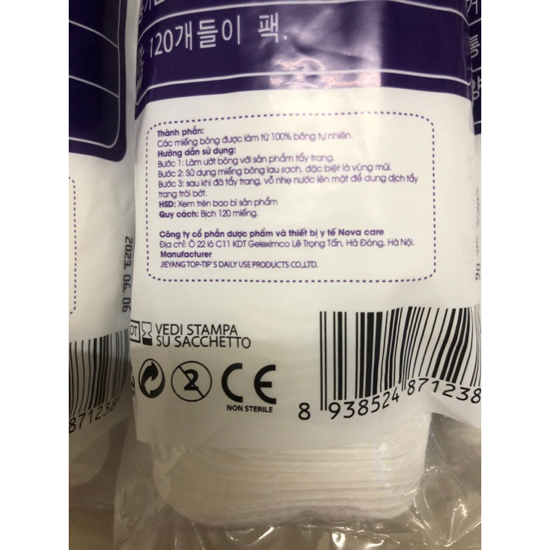 Bông tẩy trang túi 100 miếng