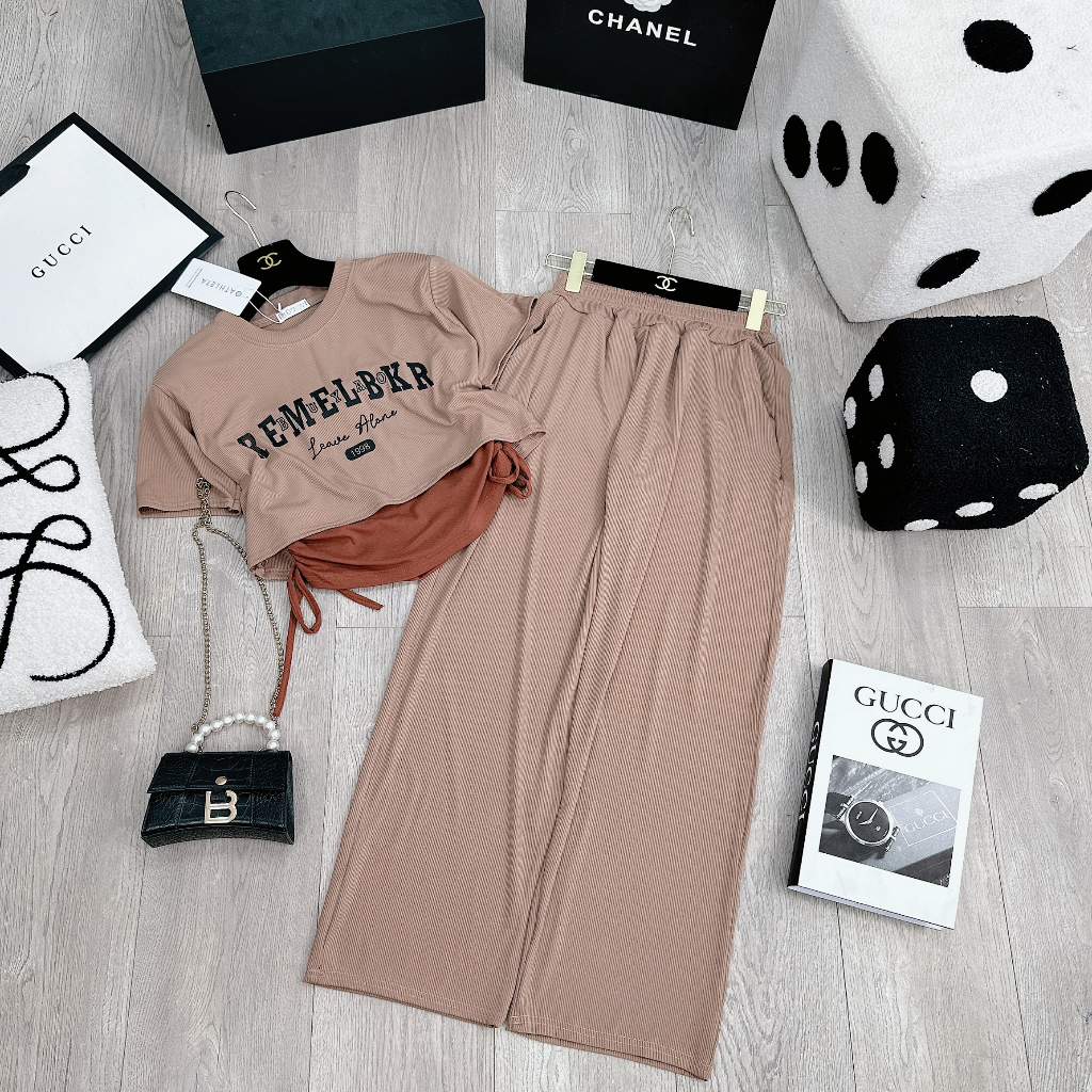 Set 3 món crt rút eo mix quần suông siêu phẩm BN371