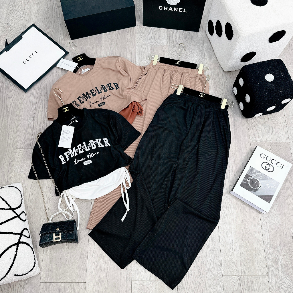 Set 3 món crt rút eo mix quần suông siêu phẩm BN371