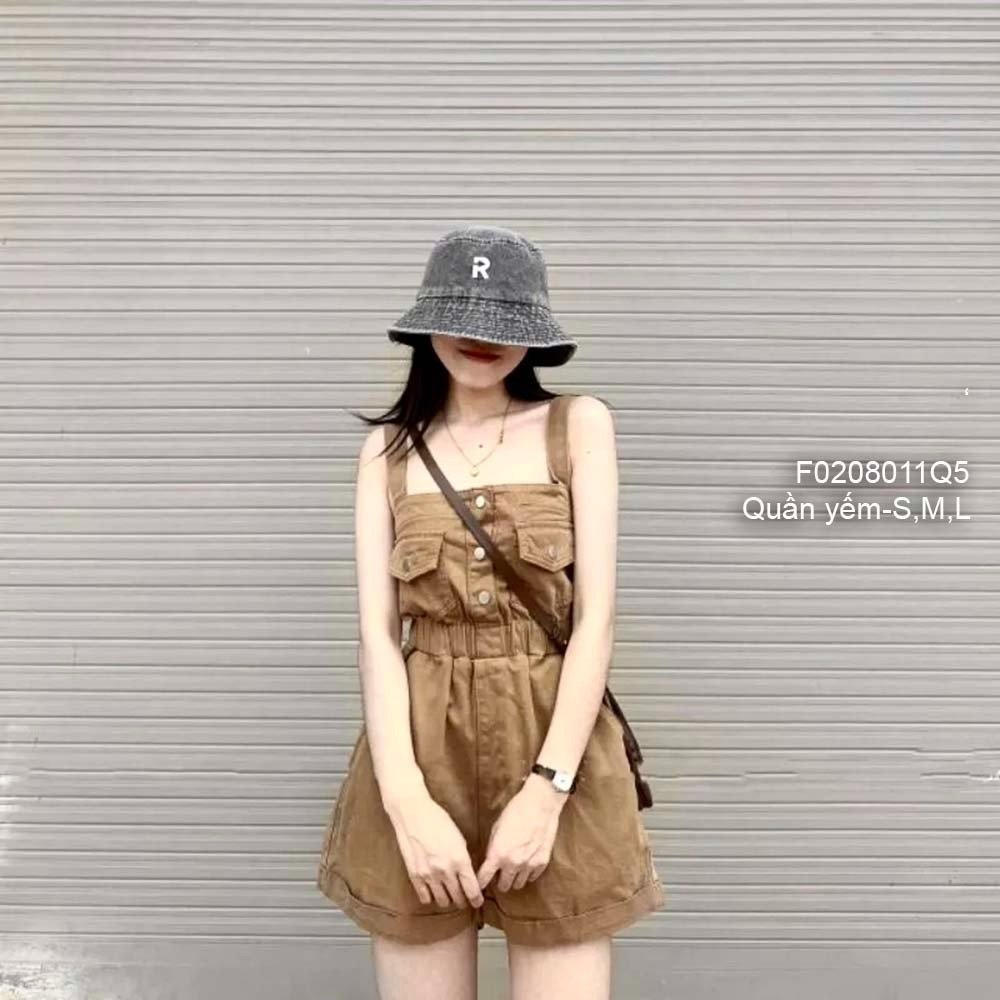 Quần short yếm mẫu mới phối nút chun eo siêu cute!