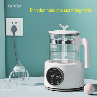 Máy đun nước pha sữa bimolo thông minh bảo hành 12 tháng, ấm đun nước pha sữa có khử clo 1,2lít giữ nhiệt 24h