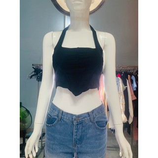 (Video thật) Áo Croptop Choàng Cổ Yếm Có Mút