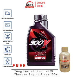 Nhớt Motul 300V cao cấp cho moto, xe máy tặng kèm chai xúc động cơ Thunder Engine Flush 100ml