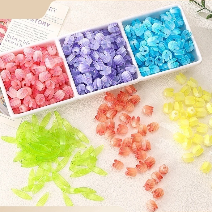 Nguyên liệu tự làm đèn ngủ hoa Tulip - Bông hoa Tulip các màu, quả cầu tulip, túi đựng đèn ngủ tulip handmade