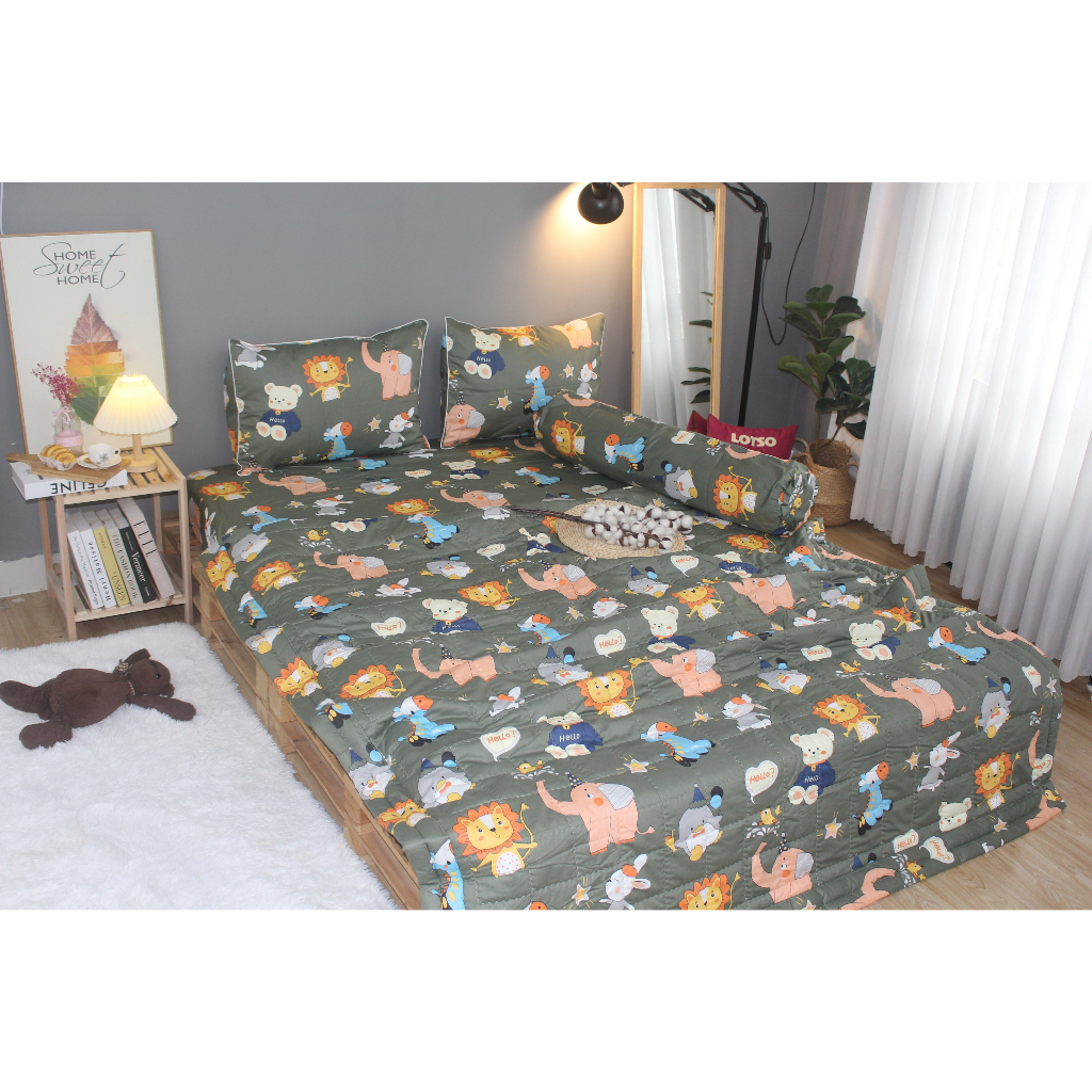 Bộ Drap Gối Cotton Organic -  Vải dầy dặn, thoáng mát, thấm hút tốt - Nhiều mẫu đẹp, dễ thương cho bé