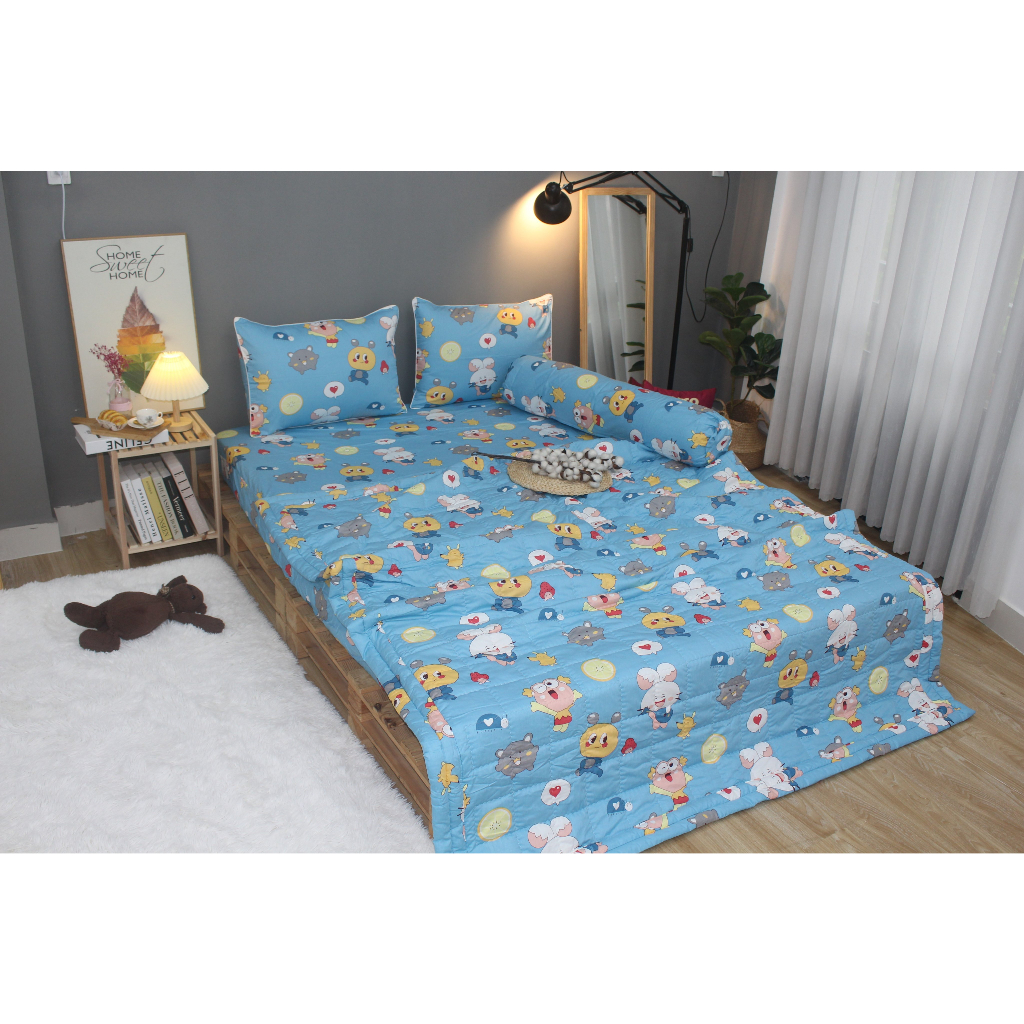 Bộ Drap Gối Cotton Organic -  Vải dầy dặn, thoáng mát, thấm hút tốt - Nhiều mẫu đẹp, dễ thương cho bé