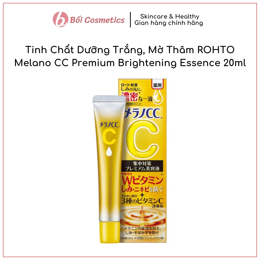 Tinh Chất Dưỡng Trắng, Mờ Thâm ROHTO Melano CC Premium Brightening Essence 20ml