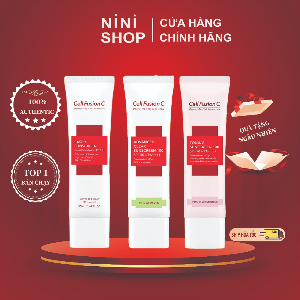 Kem Chống Nắng Cho Da Mụn Nhạy Cảm Cell Fusion C Laser, Advanced Clear, Toning Sunscreen 100 SPF 50+ PA +++ - ninishop