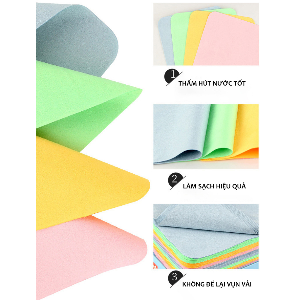 Khăn Lau Kính Cao Cấp Sợi Microfiber Lau Sạch Bui Bẩn Có thể Sử Dụng Đa Năng Cho Lens Máy Ảnh, Điện Thoại, Laptop Apk132