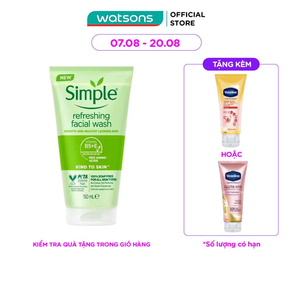Sữa Rửa Mặt Simple Refreshing Facial Wash Dành Cho Mọi Loại Da 150ml