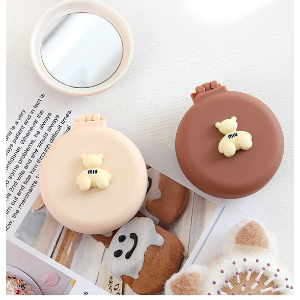 Gương bỏ túi kèm lược đáng yêu, màu pastel hình gấu cực xinh GL1