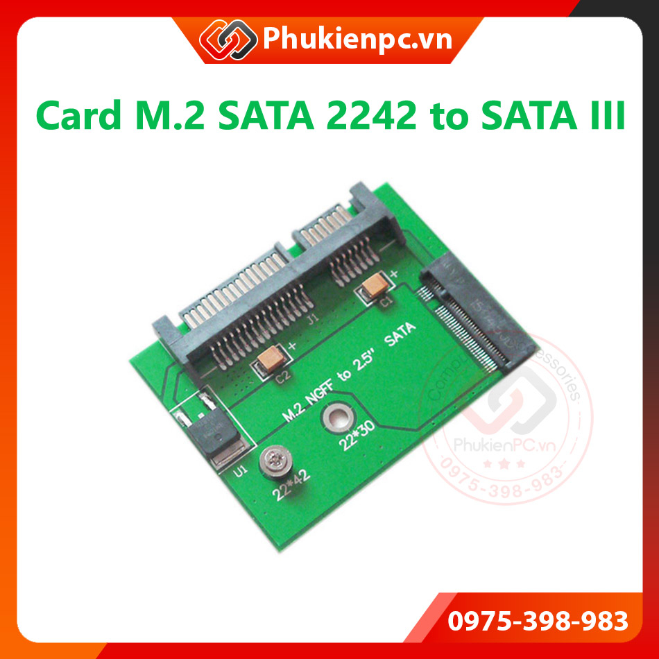 Card chuyển đổi SSD M2 SATA 2242 sang SATA III lắp ổ cứng SSD M.2 NGFF cho máy tính PC, công nghiệp giao tiếp SATA 3