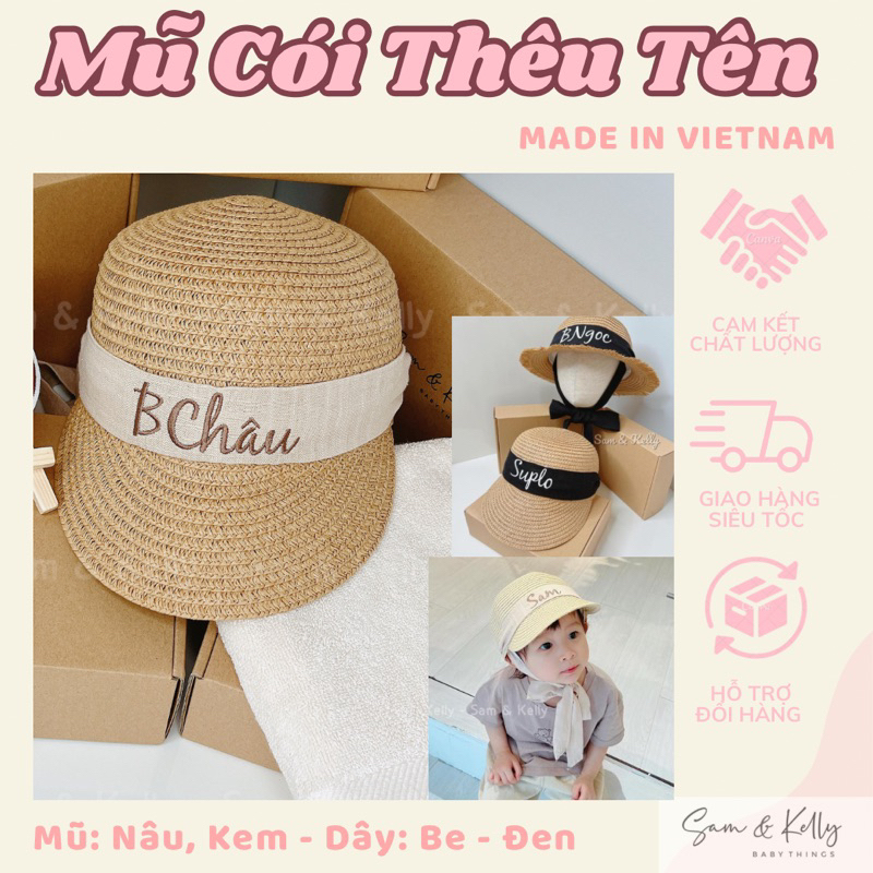 MŨ CÓI THÊU TÊN STYLE HÀN QUỐC CHO BÉ [ Ảnh Thật ]
