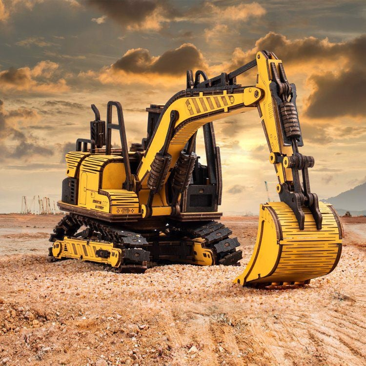 Mô Hình Đồ Chơi Lắp Ráp Gỗ 3D: Xe Máy Xúc (Excavator)
