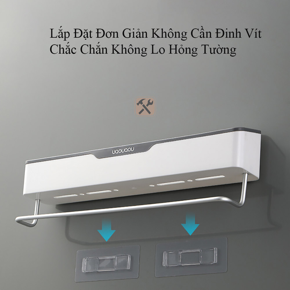 Đồ dùng phòng tắm giá treo khăn mặt khăn tắm kết hợp kệ để đồ dán tường siêu chắc chắn