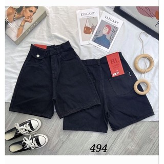 Quần Ngố Jean Lưng Cao Basic, Dày Dặn, Thời Trang, Dễ Phối Đồ