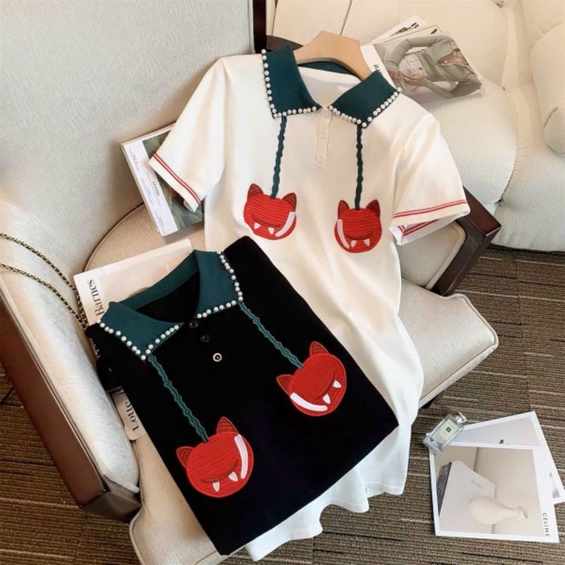 ĐẦM LEN THÊU CỔ KẾT HỘT CHÂU