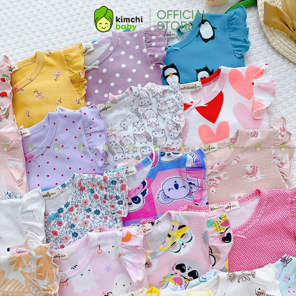 Bộ Dài Tay Cánh Tiên Bé Gái KIMCHIBABY Vải Cotton Dư Xịn Hoạ Tiết Dễ Thương, Đồ Bộ Cho Bé Mặc Thu Đông KCTD305