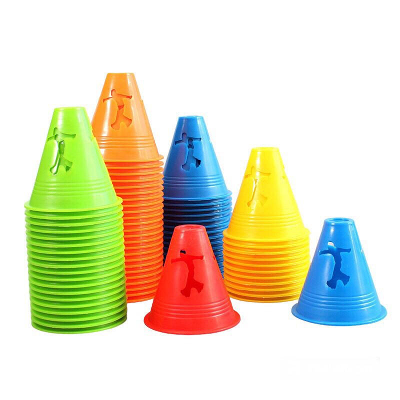 Combo 10 cốc nấm tập luyện patin đục lỗ cao cấp, chướng ngại vật tập luyện patin theo hàng, slalom patin