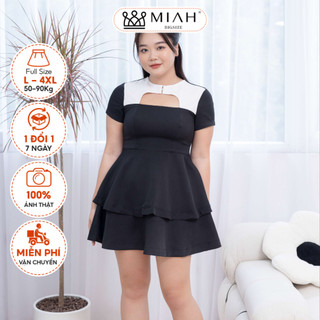 Đầm nữ bigsize thiết kế Sarah Dress chất lụa phối tuyết mưa cộc tay cực xinh đi cafe đi chơi MIAH BIGSIZE DA0078