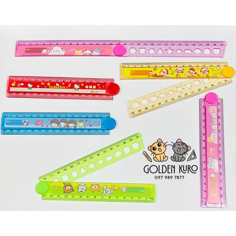 Thước gập 30cm hoạt hình - Gấu Dâu cute nhiều sắc màu dễ thương cho học sinh (Được chọn màu - Hình ảnh ngẫu nhiênâ
