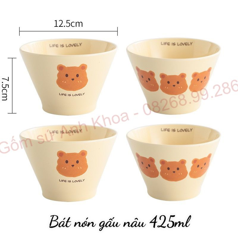 Bát Ăn Cơm Bát Chè Đĩa Sứ Chén Dĩa Sứ Dễ Thương Cute Decor Cao Cấp Dáng Nón Họa Tiết Xinh Yêu Gomsudecor21