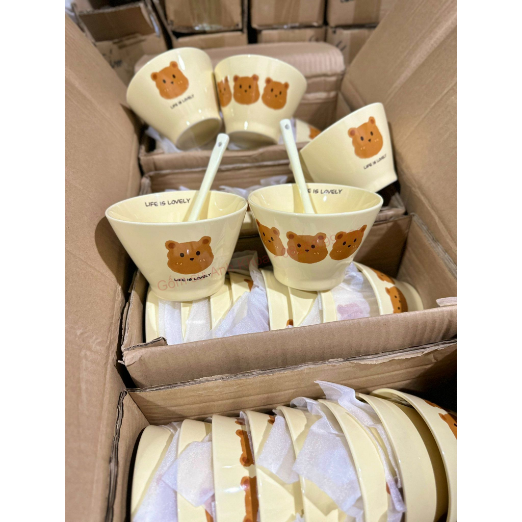 Bát Ăn Cơm Bát Chè Đĩa Sứ Chén Dĩa Sứ Dễ Thương Cute Decor Cao Cấp Dáng Nón Họa Tiết Xinh Yêu Gomsudecor21