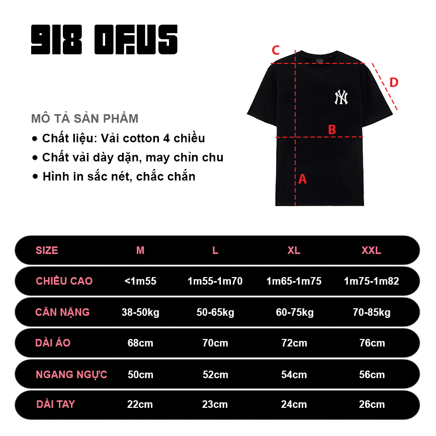Áo Thun YANKEES Cotton 2 chiều 918 Ofus - Áo phông nam nữ UNISEX