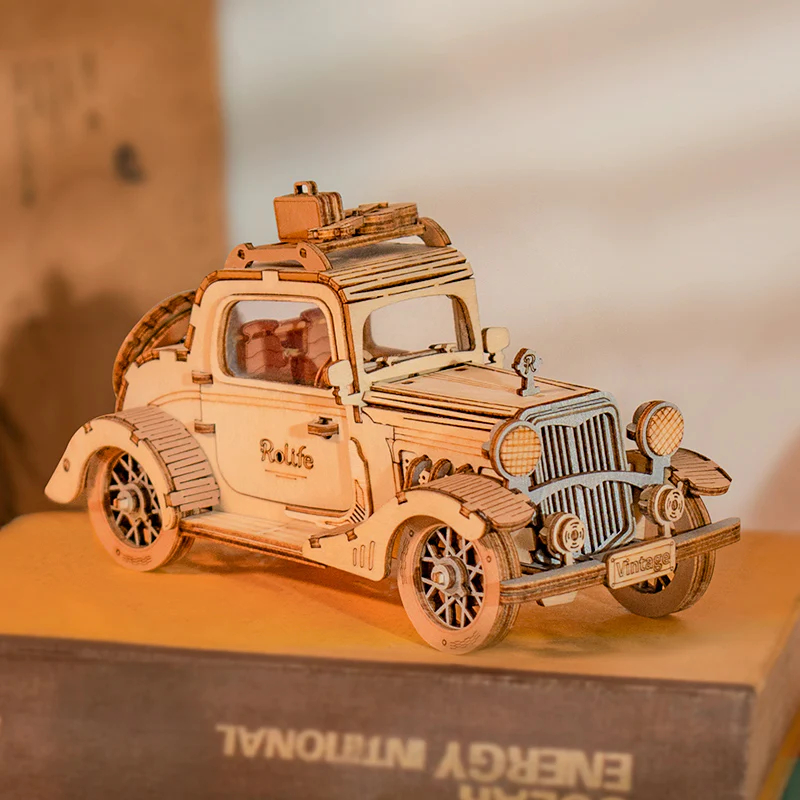 Mô Hình Đồ Chơi Lắp Ráp Gỗ 3D: Xe Hơi Cổ Điển Vintage Car