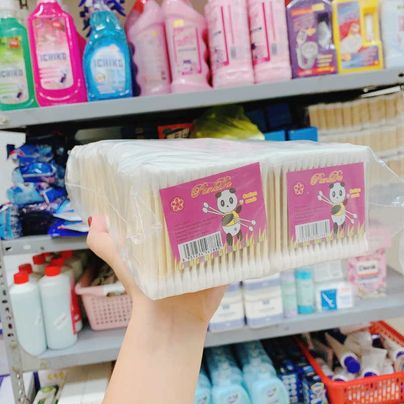 Gói 80 Tăm Bông Ngoáy Tai Thân Gỗ 2 Đầu Đa Năng