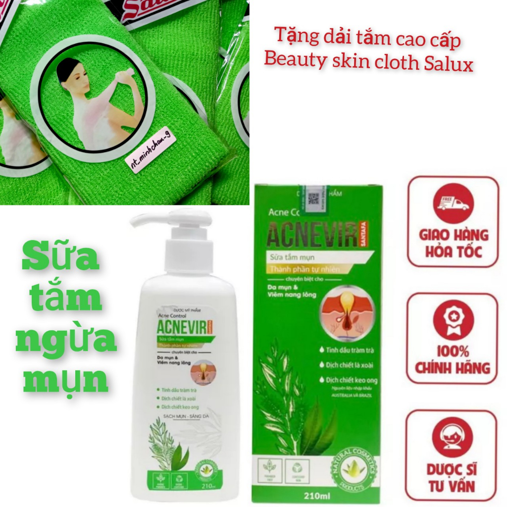 Sữa Tắm Hỗ Trợ Giảm Mụn Giảm Viêm Chân Lông Acnevir Santafa Chai 210ml