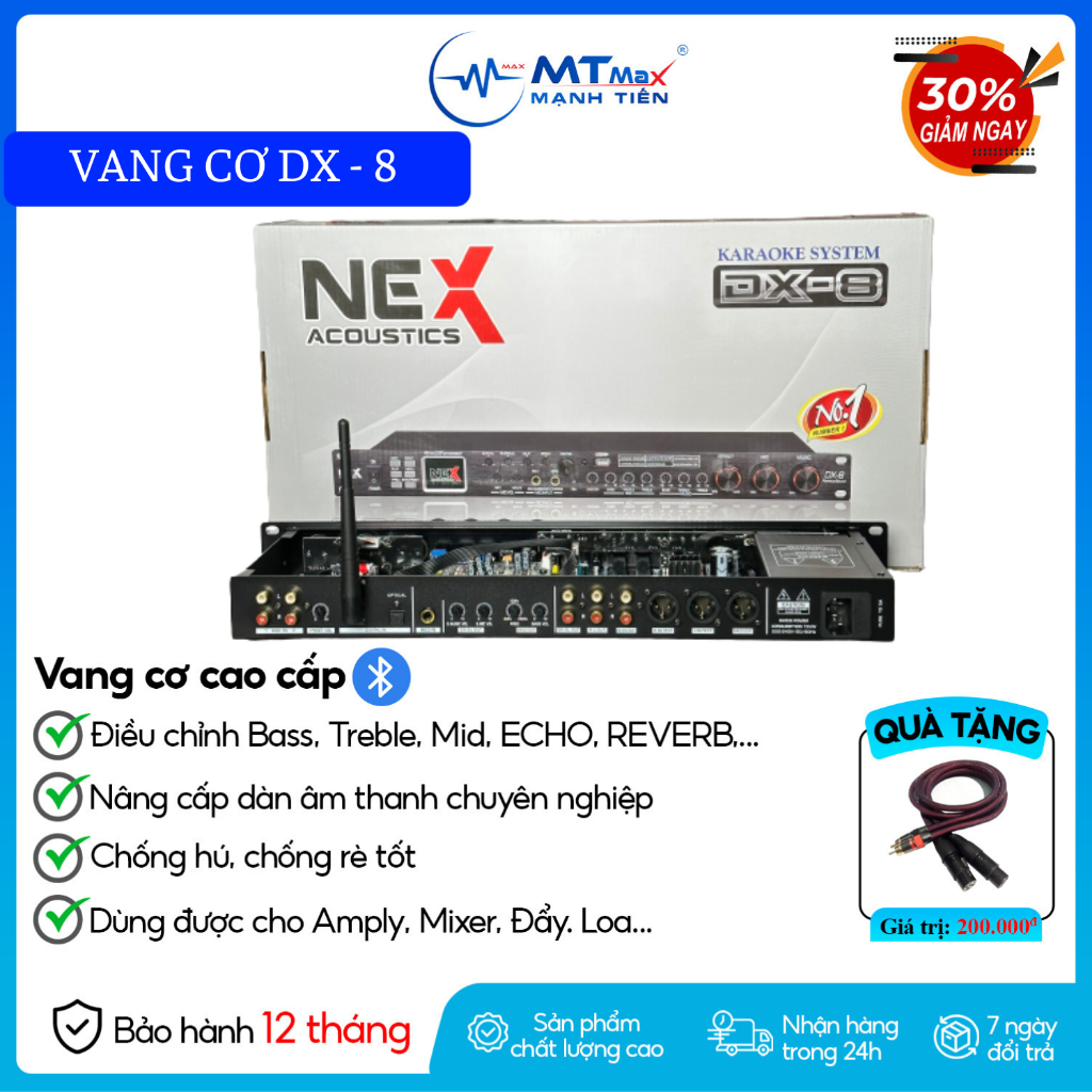 Vang Cơ Lai Số Nex DX8 – Với 8 Chế Độ Effect,Chỉnh Treble,Mid,Bass Riêng Biệt Của Mic,Tiếng Echo Và Reverb Rất Bay