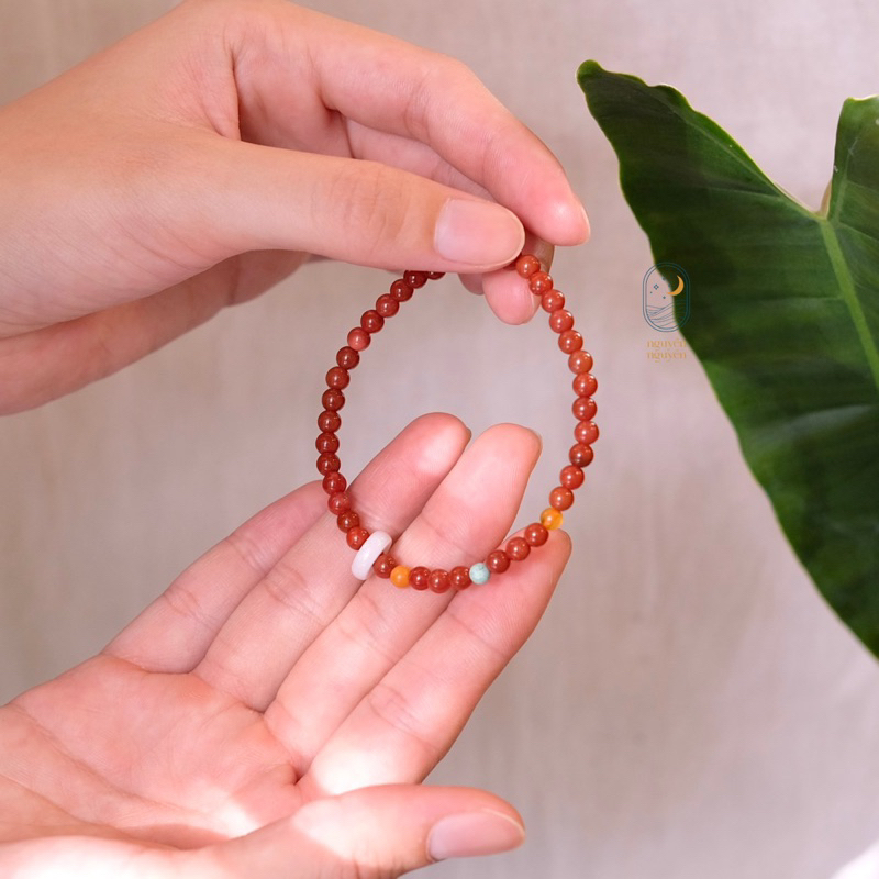 Vòng Tay Ngọc Nam Hồng Hạt 3mm Bình An Phong Thuỷ Tốt Lành