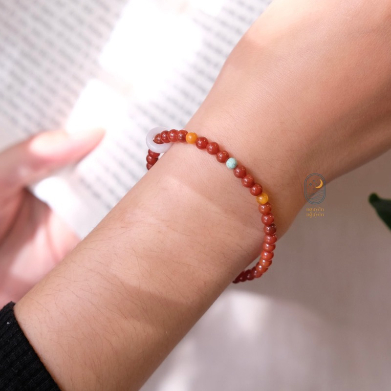 Vòng Tay Ngọc Nam Hồng Hạt 3mm Bình An Phong Thuỷ Tốt Lành