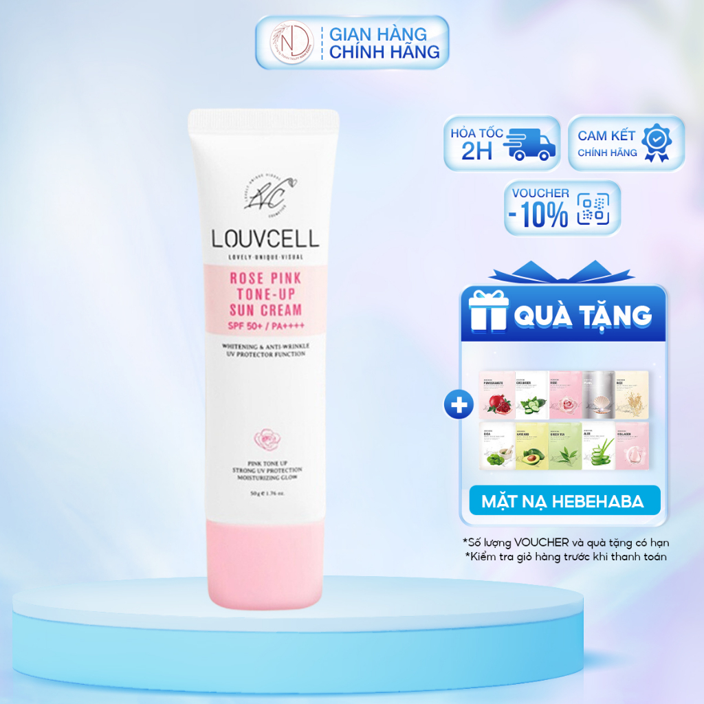 Kem chống nắng làm trắng da tức thì Louv Cell Rose Pink Tone Up Sun Cream 50 ml