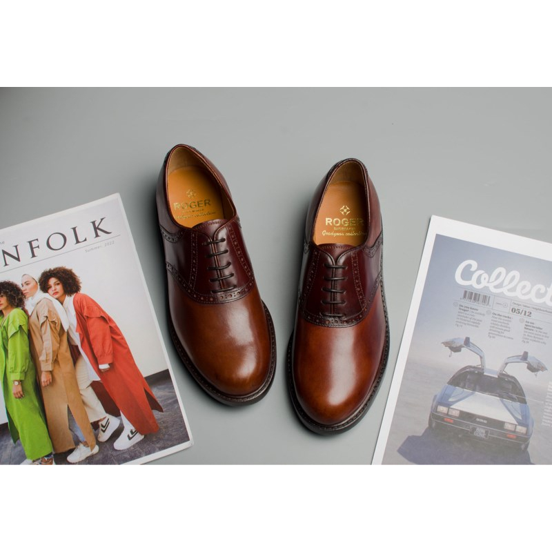 Giày Da Nam Buộc Dây Kiểu Dáng Oxford Chất Liệu Da Bê Cao Cấp Nhập Khẩu